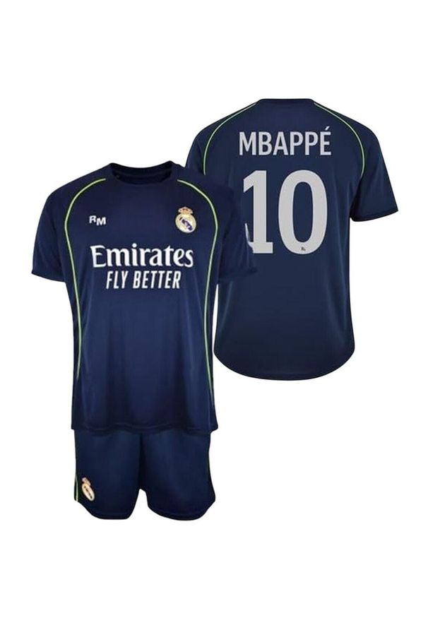 Real Madrid - Real Madryt komplet koszulka spodenki junior Mbappe box granatowy. Kolor: niebieski. Sport: piłka nożna
