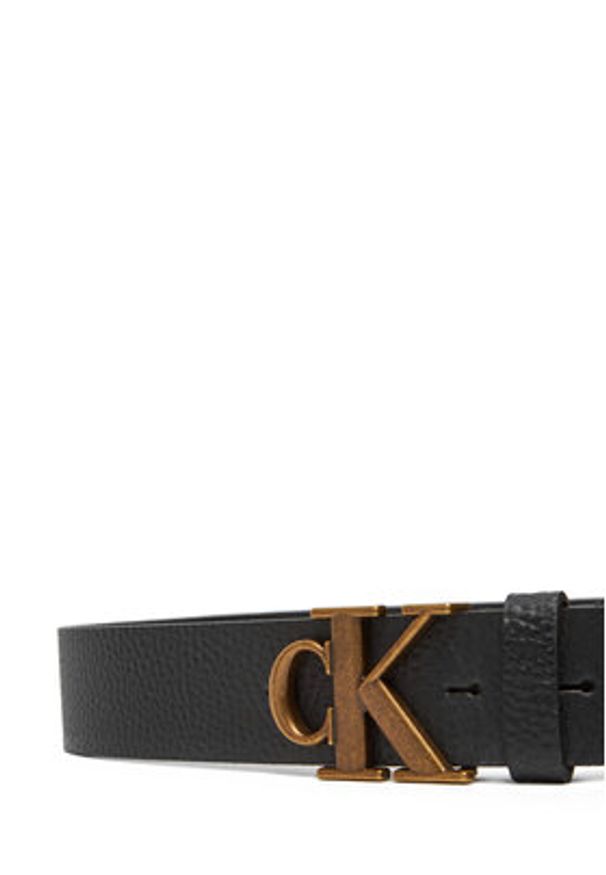 Calvin Klein Pasek Męski Monogram Buckle Fixed Belt 35Mm LV04G7025G Czarny. Kolor: czarny. Materiał: skóra