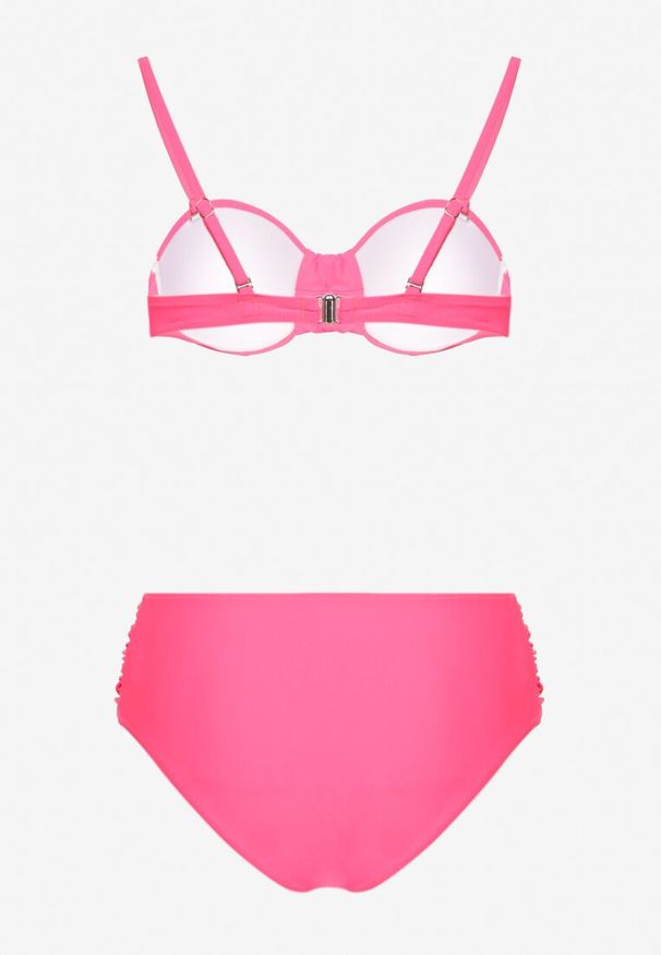 Renee - Różowe Bikini Figi i Usztywniany Biustonosz z Marszczeniem Vintelle. Kolor: różowy