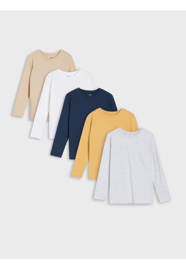 Sinsay - Koszulki z długim rękawem 5 pack - żółty. Kolor: żółty. Długość rękawa: długi rękaw. Długość: długie