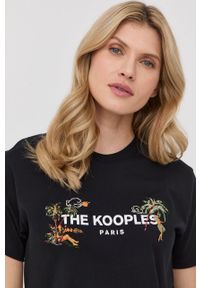The Kooples t-shirt bawełniany kolor czarny. Okazja: na co dzień. Kolor: czarny. Materiał: bawełna. Wzór: aplikacja. Styl: casual #5