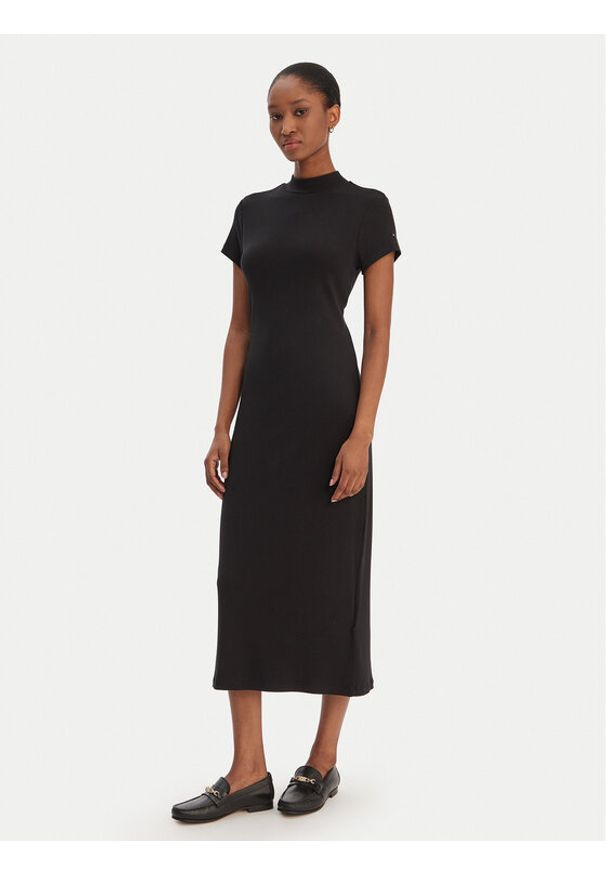 TOMMY HILFIGER - Tommy Hilfiger Sukienka codzienna WW0WW47860 Czarny Slim Fit. Okazja: na co dzień. Kolor: czarny. Materiał: wiskoza. Typ sukienki: proste. Styl: casual