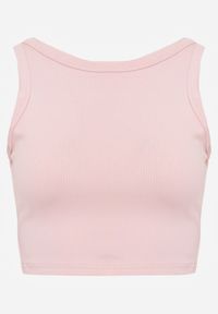 Born2be - Różowy Top z Prążkowanego Materiału Zitessa. Okazja: na co dzień. Kolor: różowy. Materiał: prążkowany, materiał. Długość rękawa: na ramiączkach. Styl: casual, klasyczny, elegancki #2