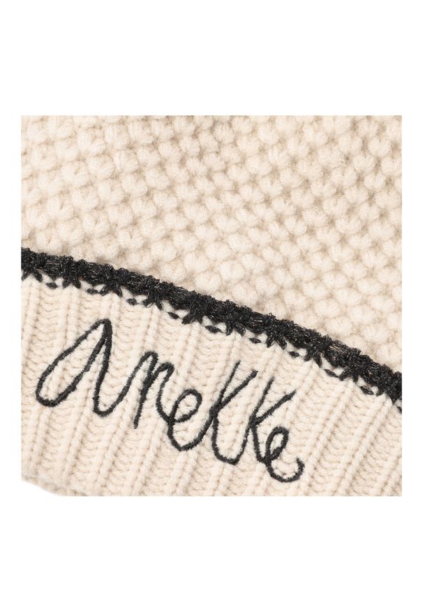 Biała Modna Damska Czapka Anekke. Kolor: biały. Materiał: materiał. Wzór: haft. Sezon: zima. Styl: elegancki, casual