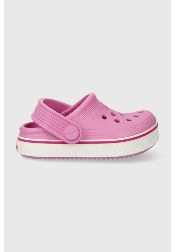 Crocs klapki dziecięce CROCBAND CLEAN CLOG kolor różowy. Nosek buta: okrągły. Kolor: różowy. Materiał: materiał, guma. Wzór: gładki