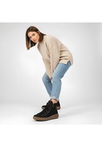 Czarne Botki Rieker Ocieplane Płaskie Buty Damskie. Okazja: na co dzień. Zapięcie: sznurówki. Kolor: czarny. Materiał: materiał. Szerokość cholewki: normalna. Styl: casual #4