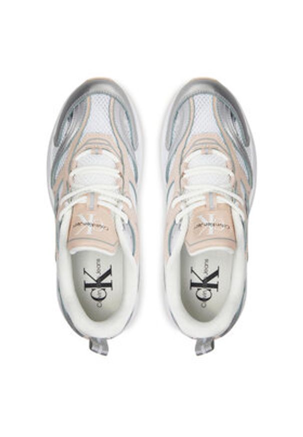 Calvin Klein Jeans Sneakersy Retro Tennis Low Lace Mh Ml Mr YW0YW01381 Biały. Kolor: biały. Materiał: skóra