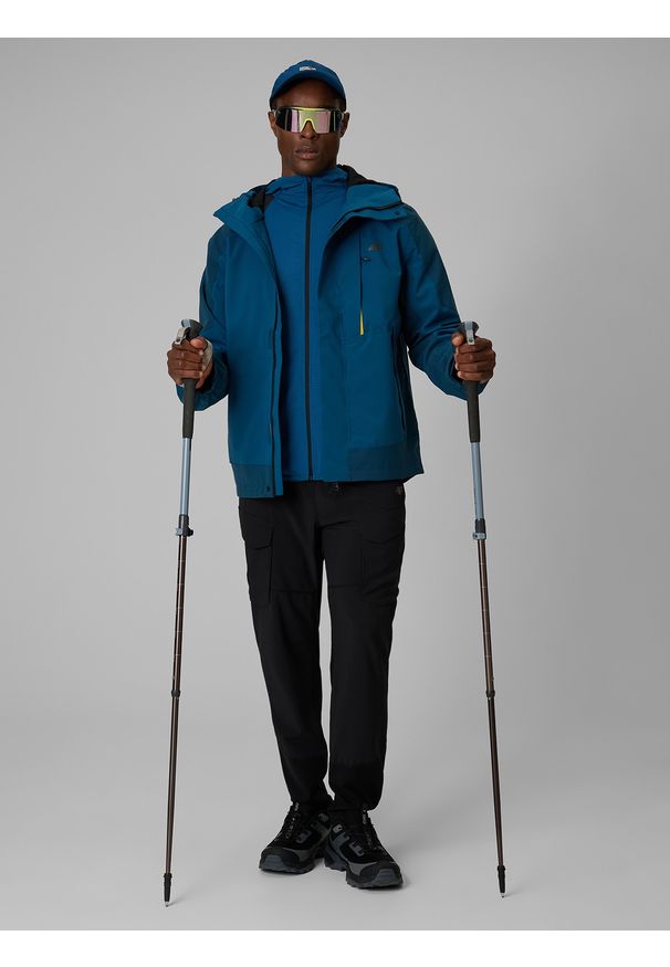 4f - 4F Kurtka trekkingowa membrana 8000 męska - granatowa XXL. Kolor: niebieski. Materiał: materiał. Długość: długie. Sport: turystyka piesza