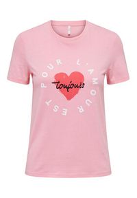 only - ONLY T-Shirt 15266625 Różowy Regular Fit. Kolor: różowy. Materiał: bawełna #7