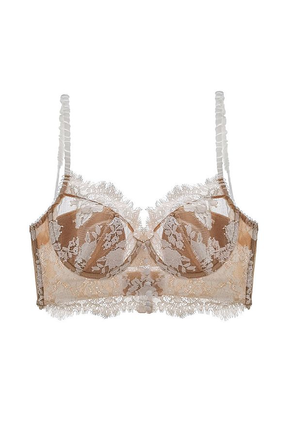 Intica - Braletka koronkowa usztywniana na co dzień Eudoxia. Kolor: beżowy. Materiał: koronka. Wzór: koronka