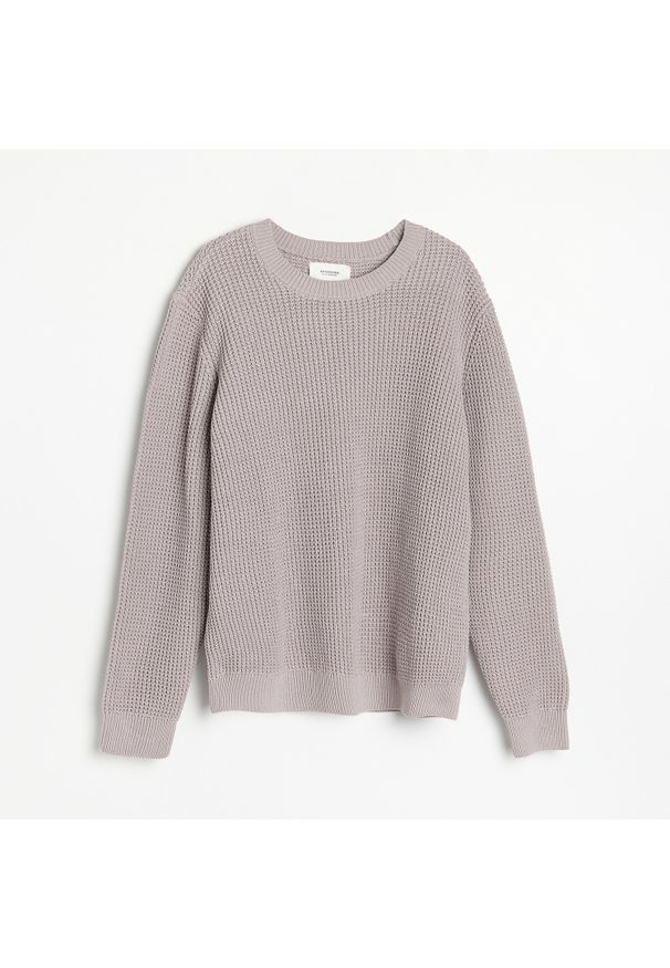 Reserved - PREMIUM Sweter o strukturalnym splocie - Fioletowy. Kolor: fioletowy. Wzór: ze splotem