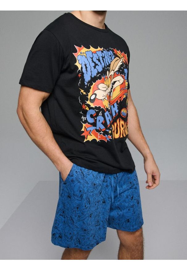 Sinsay - Bawełniana piżama dwuczęściowa z nadrukiem Looney Tunes - wielobarwny. Materiał: bawełna. Wzór: nadruk