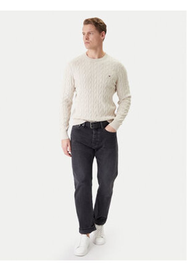 TOMMY HILFIGER - Tommy Hilfiger Sweter MW0MW33132 Beżowy Regular Fit. Kolor: beżowy. Materiał: bawełna