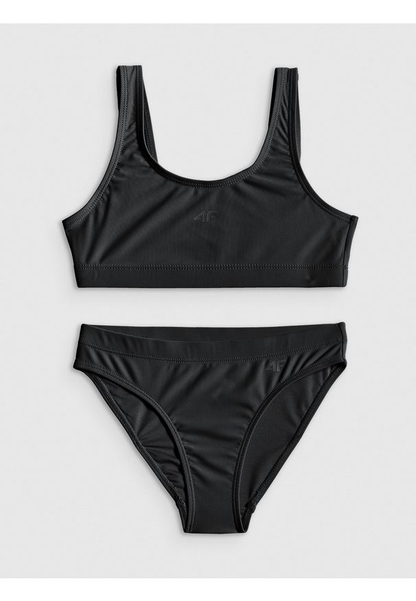 4f - 4F Kostium kąpielowy dwuczęściowy dziewczęcy - czarny 158/164 (12-14 lat). Kolor: czarny