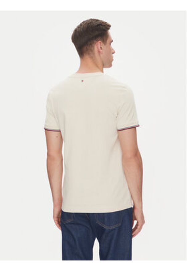 TOMMY HILFIGER - Tommy Hilfiger T-Shirt Logo MW0MW32584 Beżowy Regular Fit. Kolor: beżowy. Materiał: bawełna