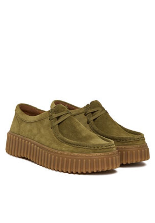 Clarks Półbuty Torhill Bee 26184586 Khaki. Kolor: brązowy. Materiał: zamsz, skóra