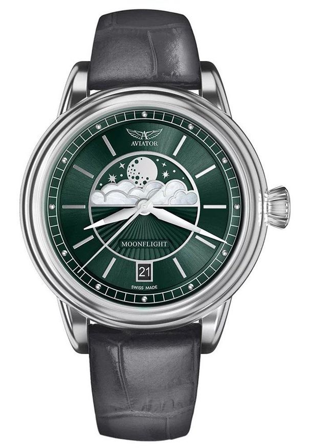 AVIATOR - Zegarek damski Aviator V.1.33.0.262.4GM szary. Kolor: szary