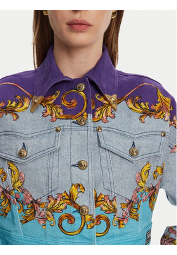 Versace Jeans Couture Kurtka jeansowa 78HAS4P0 Kolorowy Relaxed Fit. Materiał: bawełna. Wzór: kolorowy