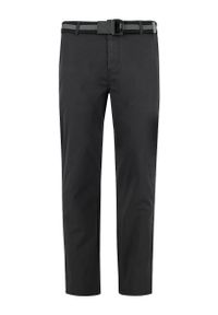 Volcano - Grafitowe spodnie męskie chinosy R-MATER. Kolor: szary. Materiał: elastan, materiał, bawełna, tkanina, włókno. Wzór: aplikacja. Styl: klasyczny