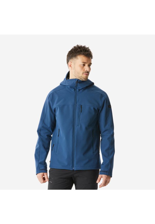 FORCLAZ - Kurtka softshell turystyczna męska Quechua MT500. Kolor: wielokolorowy, niebieski, czarny. Materiał: softshell