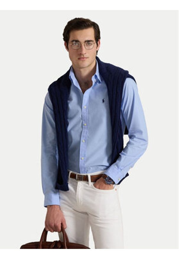 Polo Ralph Lauren Koszula 710929348009 Błękitny Slim Fit. Typ kołnierza: polo. Kolor: niebieski. Materiał: bawełna