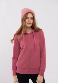 Volcano - Bluza z kapturem B-LAILA. Typ kołnierza: kaptur. Kolekcja: plus size. Kolor: różowy. Materiał: dzianina, dresówka, bawełna, materiał, poliester. Wzór: napisy, aplikacja, jednolity. Styl: sportowy