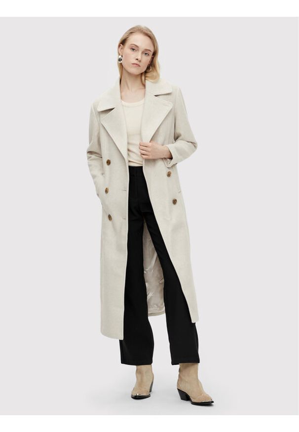 YAS Płaszcz wełniany Mori 26024300 Beżowy Regular Fit. Kolor: beżowy. Materiał: syntetyk