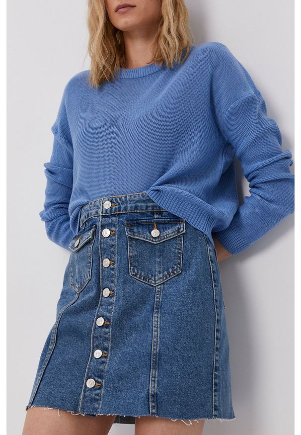 only - Only Spódnica jeansowa mini prosta. Okazja: na co dzień. Kolor: niebieski. Materiał: jeans. Styl: casual
