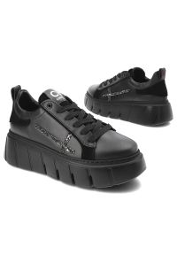 CheBello - Czarne Sneakersy Chebello Modne Obuwie Damskie Ze Skóry Naturalnej. Okazja: na co dzień. Kolor: czarny. Materiał: skóra. Styl: casual, klasyczny #5