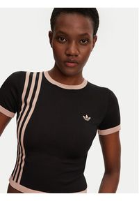 Adidas - adidas T-Shirt Knitted 3-Stripes JJ0960 Czarny Slim Fit. Kolor: czarny. Materiał: wiskoza #4