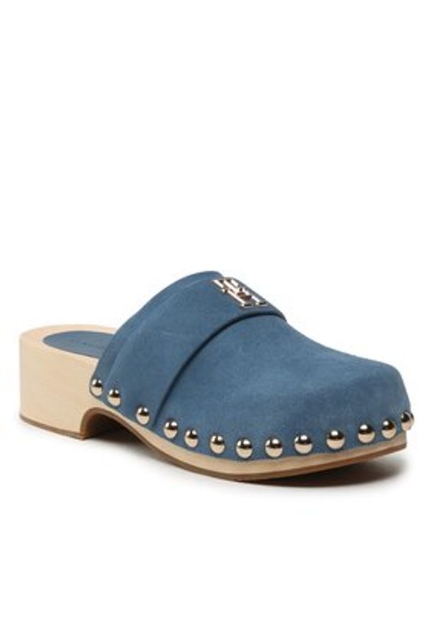 TOMMY HILFIGER - Tommy Hilfiger Chodaki Th Clog Suede FW0FW07171 Niebieski. Kolor: niebieski. Materiał: skóra, zamsz