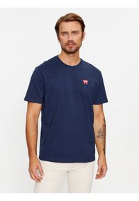 Wrangler T-Shirt Sign Off 112341127 Granatowy Regular Fit. Kolor: niebieski. Materiał: bawełna