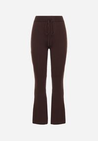 Born2be - Brązowe Spodnie z Wiskozą i Wysokim Stanem Typu Dzwony Tusvira. Okazja: na co dzień. Stan: podwyższony. Kolor: brązowy. Materiał: wiskoza. Styl: casual, elegancki #2
