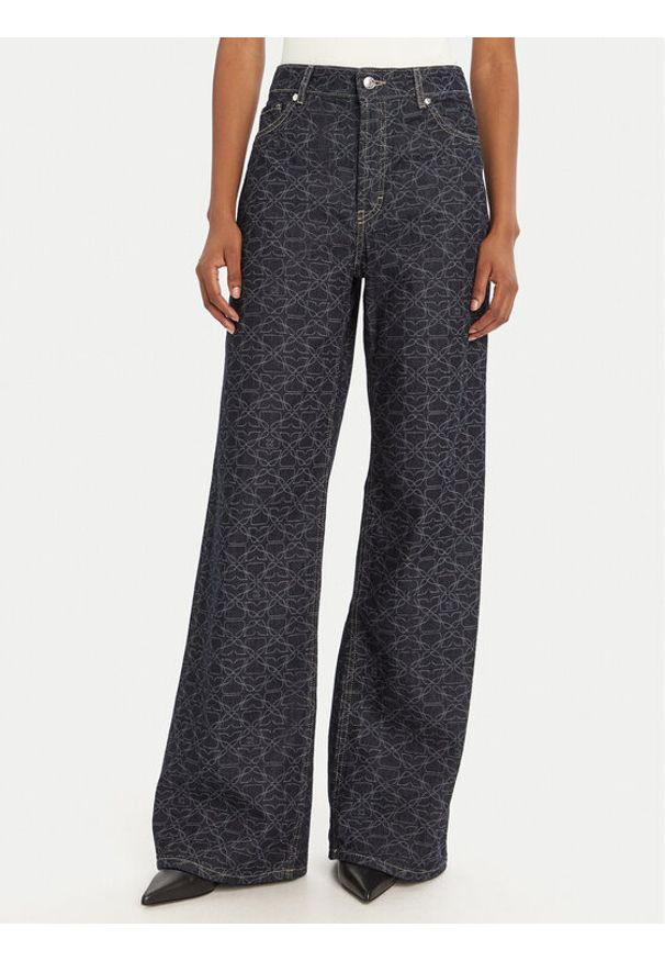 Hugo - HUGO Jeansy 50541522 Granatowy Wide Leg. Kolor: niebieski