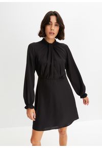 bonprix - Sukienka z przewiązaniem. Typ kołnierza: kołnierzyk stójkowy. Kolor: czarny #1