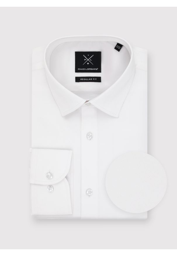 Pako Lorente - PAKO LORENTE - Biała koszula męska z długim rękawem. Kolor: biały. Materiał: bawełna, elastan. Długość rękawa: długi rękaw. Długość: długie