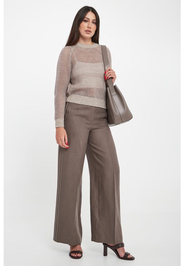 Sweter damski ażurowy z cekinami PESERICO. Wzór: ażurowy