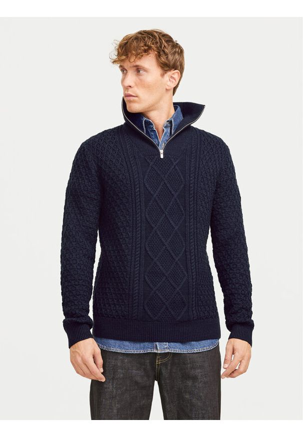 Jack & Jones Sweter Blunorth 12261780 Granatowy Regular Fit. Kolor: niebieski. Materiał: bawełna, syntetyk