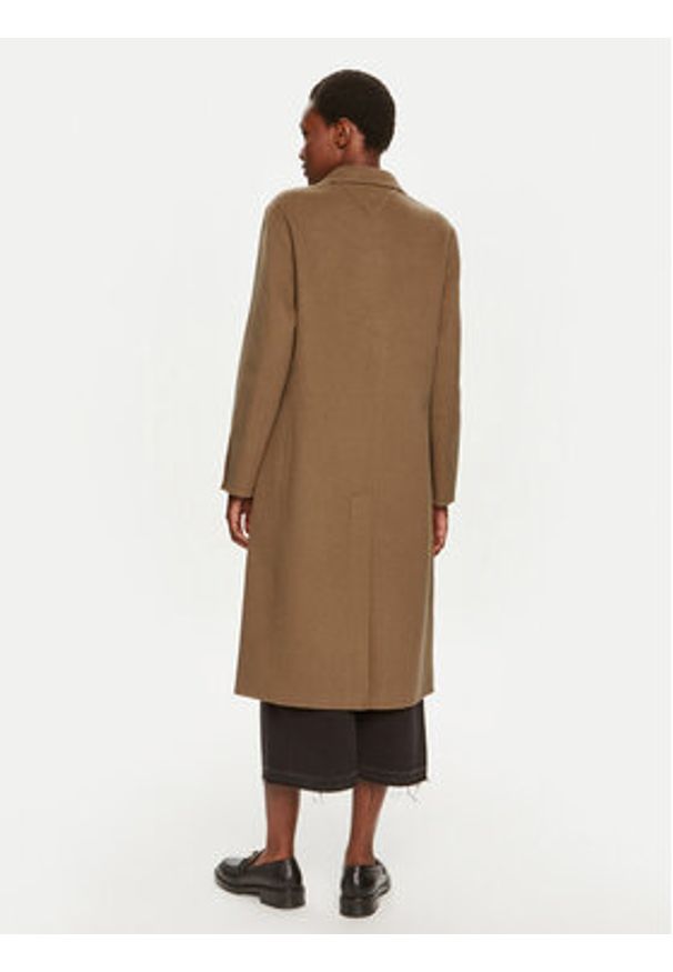 TOMMY HILFIGER - Tommy Hilfiger Płaszcz wełniany WW0WW42621 Khaki Regular Fit. Kolor: brązowy. Materiał: syntetyk