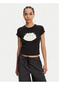 Juicy Couture T-Shirt Hibiscus JCGCT125041 Czarny Slim Fit. Kolor: czarny. Materiał: bawełna
