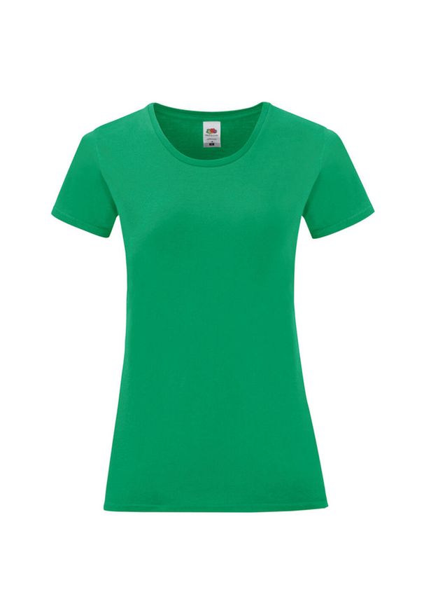 FRUIT OF THE LOOM - Koszulka Damska Z Bawełny Czesanej Iconic. Kolor: zielony. Materiał: bawełna. Sport: turystyka piesza