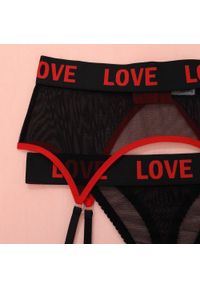 Intica - Komplet bielizny z napisem LOVE ultracienki Ingelise. Kolor: czarny. Materiał: materiał, skóra. Długość: krótkie. Wzór: napisy #5