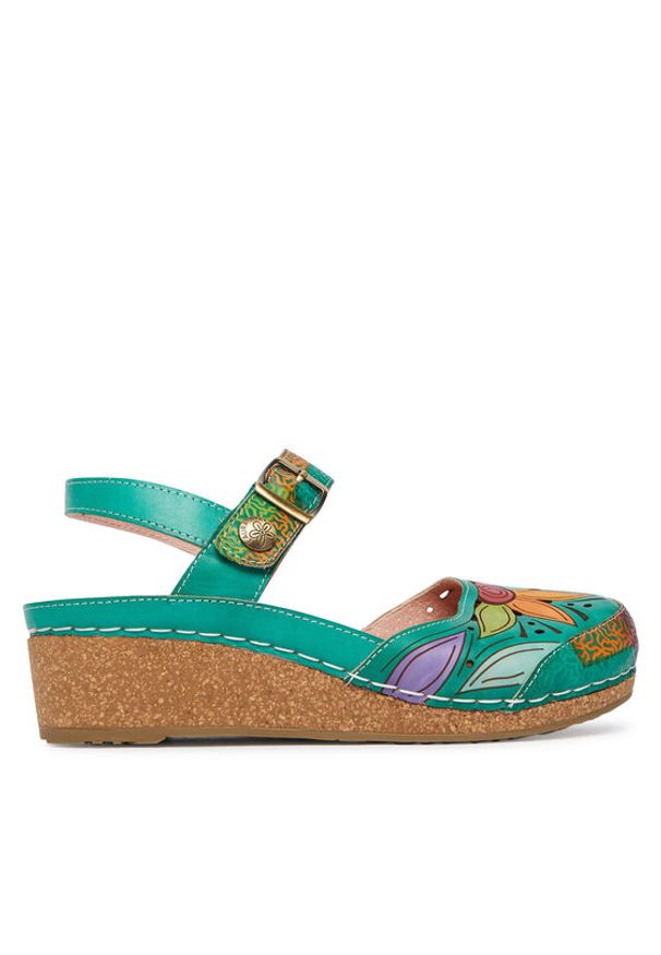 Laura Vita Sandały Facscineo 02 Zielony. Kolor: zielony. Materiał: skóra