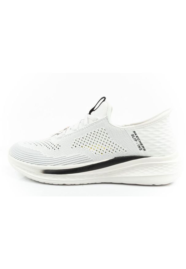skechers - Buty sportowe SLIP-INS męskie Skechers Slade Quinto. Kolor: biały. Materiał: materiał. Szerokość cholewki: normalna