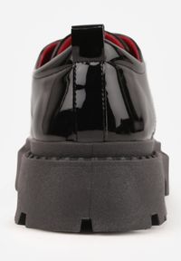 Born2be - Czarno-Czerwone Sznurowane Półbuty Oksfordki VICES na Grubej Podeszwie Anatea. Okazja: na co dzień. Zapięcie: sznurówki. Kolor: czarny. Materiał: jeans. Styl: casual, elegancki, klasyczny #3