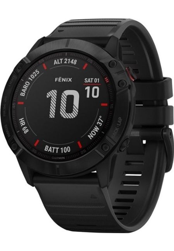 GARMIN - Zegarek sportowy Garmin Fenix 6X Pro Czarny (010-02157-01). Kolor: czarny. Styl: sportowy