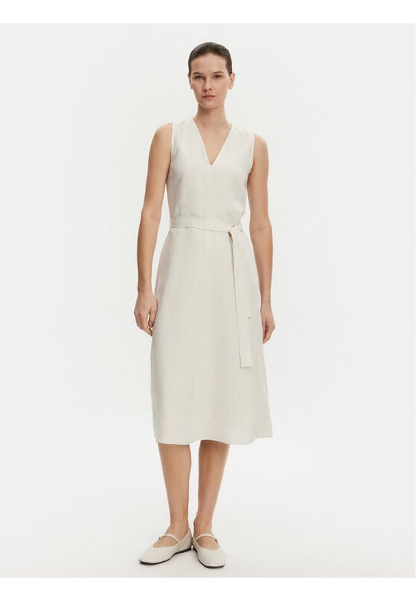 Calvin Klein Sukienka letnia K20K208424 Beżowy Regular Fit. Kolor: beżowy. Materiał: lyocell, len. Sezon: lato