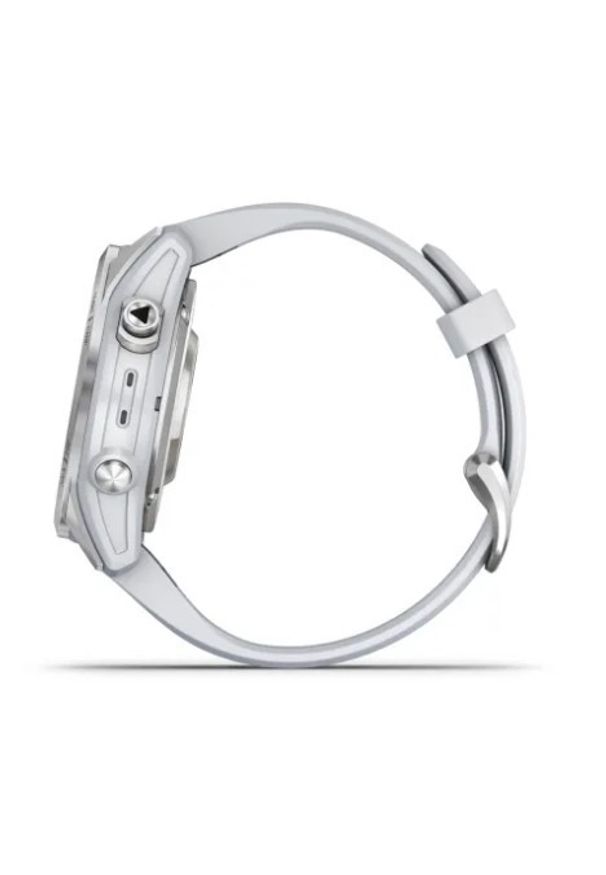 GARMIN - Garmin Epix Pro Gen 2 42 mm srebrny z białym paskiem. Rodzaj zegarka: cyfrowe. Kolor: biały, srebrny, wielokolorowy. Styl: casual, sportowy, militarny
