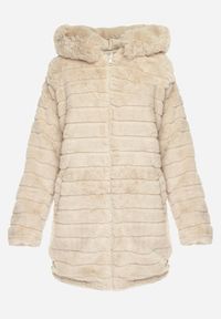 Born2be - Jasnobeżowa Kurtka z Kapturem i Ozdobnym Futerkiem Lutiena. Typ kołnierza: kaptur. Kolor: beżowy. Materiał: futro #7