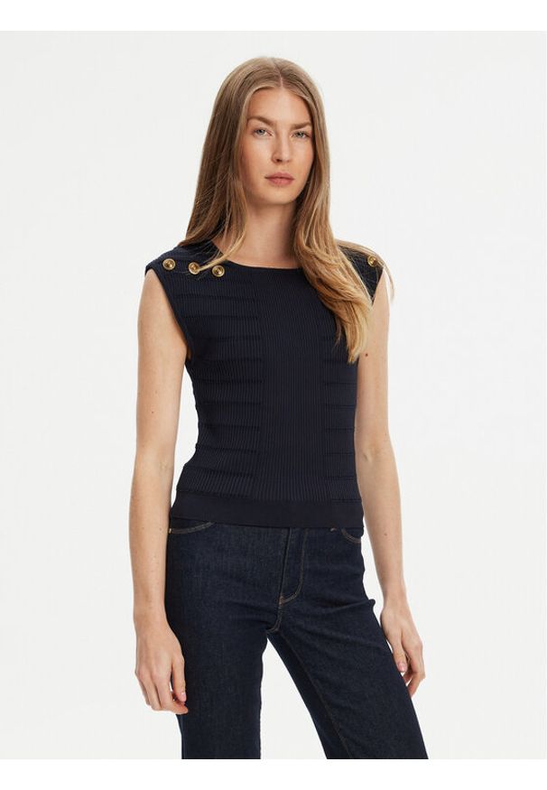 Guess Bluzka W5YR12 Z0130 Granatowy Regular Fit. Kolor: niebieski. Materiał: syntetyk